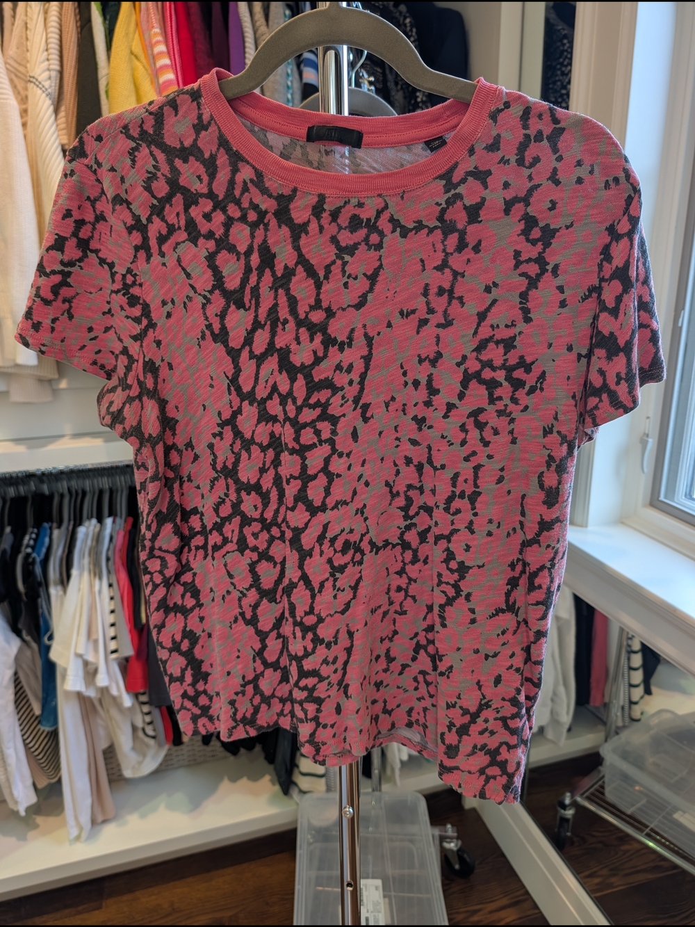ATM Short Sleeve Pink Animal Print Tee